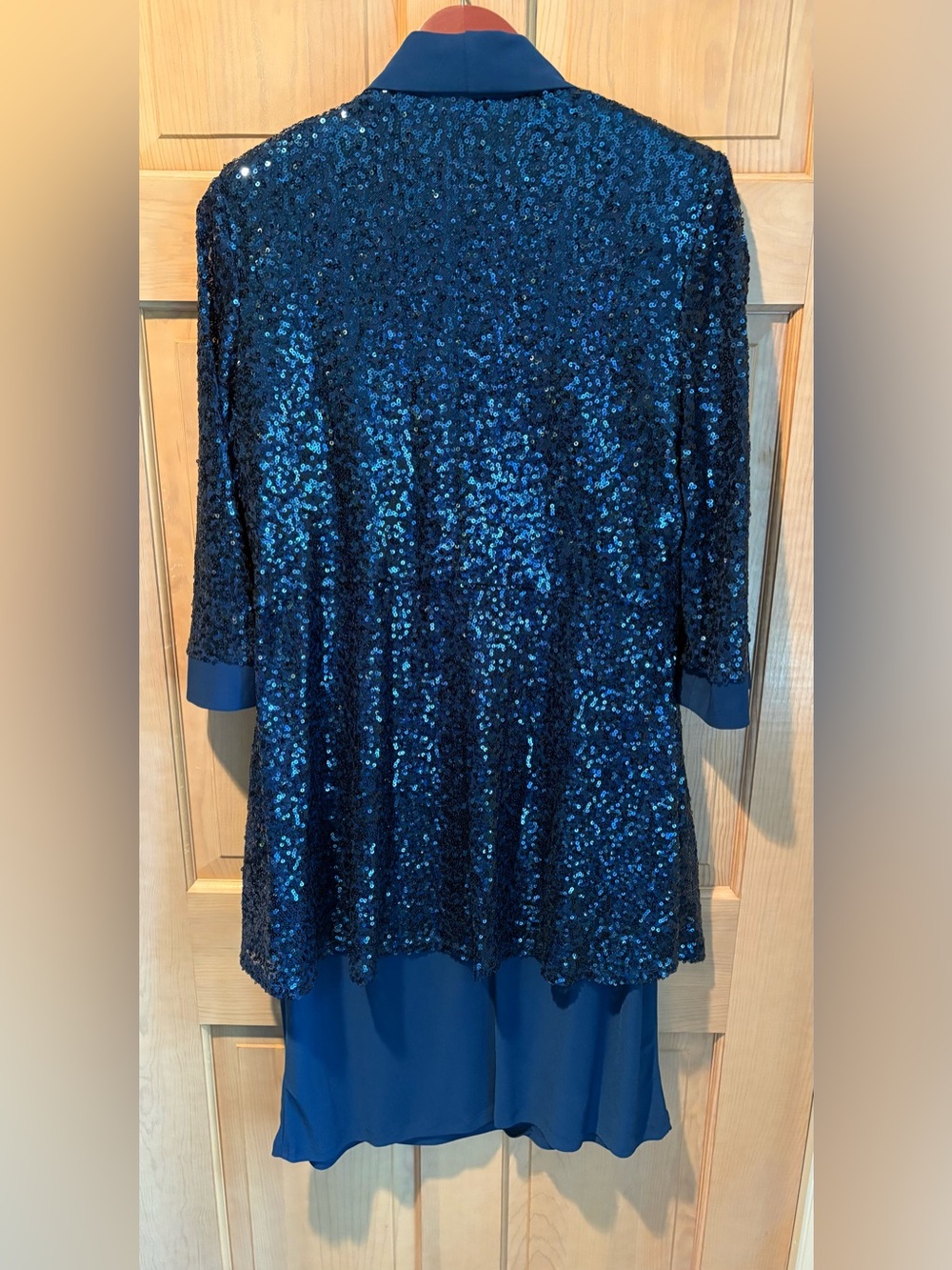 R&M Richards Royal Blue 2-piece Sequin Open-Front Jacket and Dress Sz. 14 - Picture 4 of 6